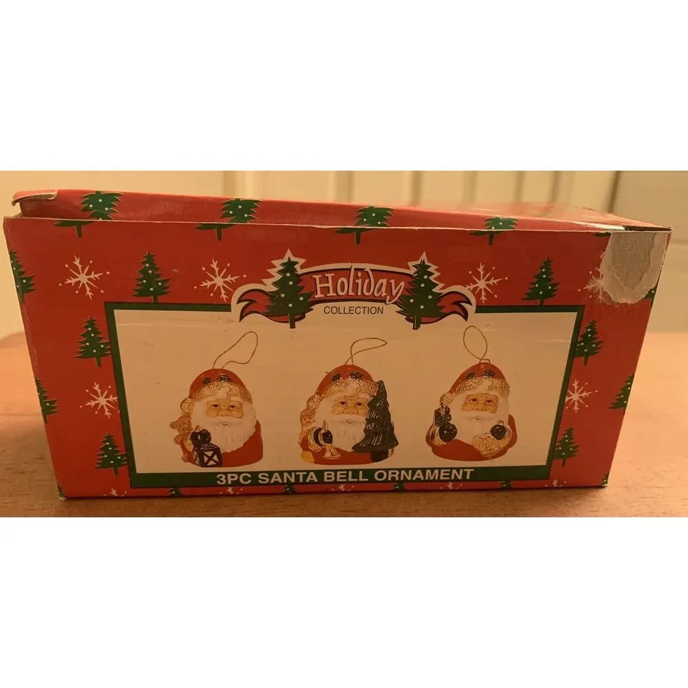 Vintage 3 PCS. Santa BELL ORNAMENTS‎